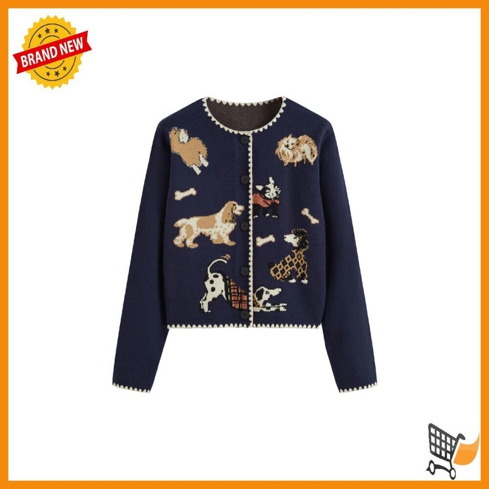Crew Neck Button Down Knit Cardigan Sweater Women's Long Sleeve Fall Winter